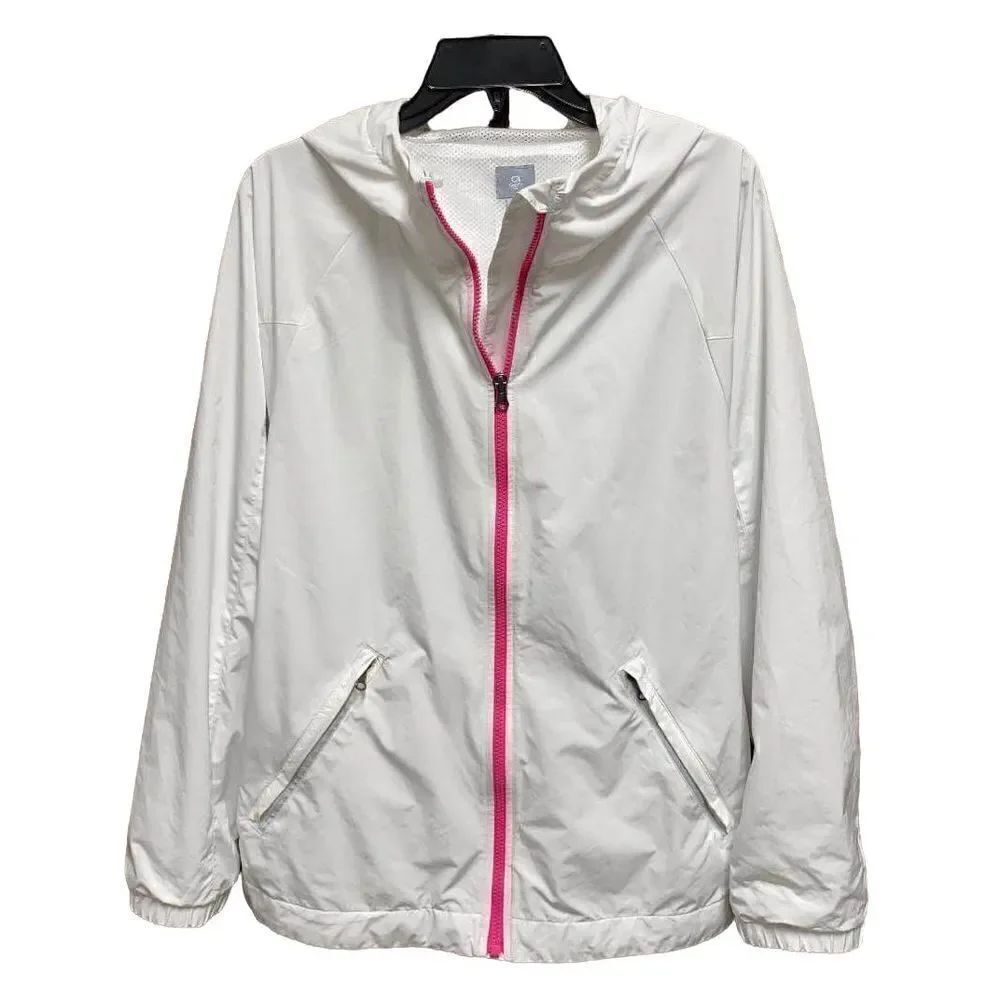 Gap Fit White Hooded Windbreaker Jacket Size XL